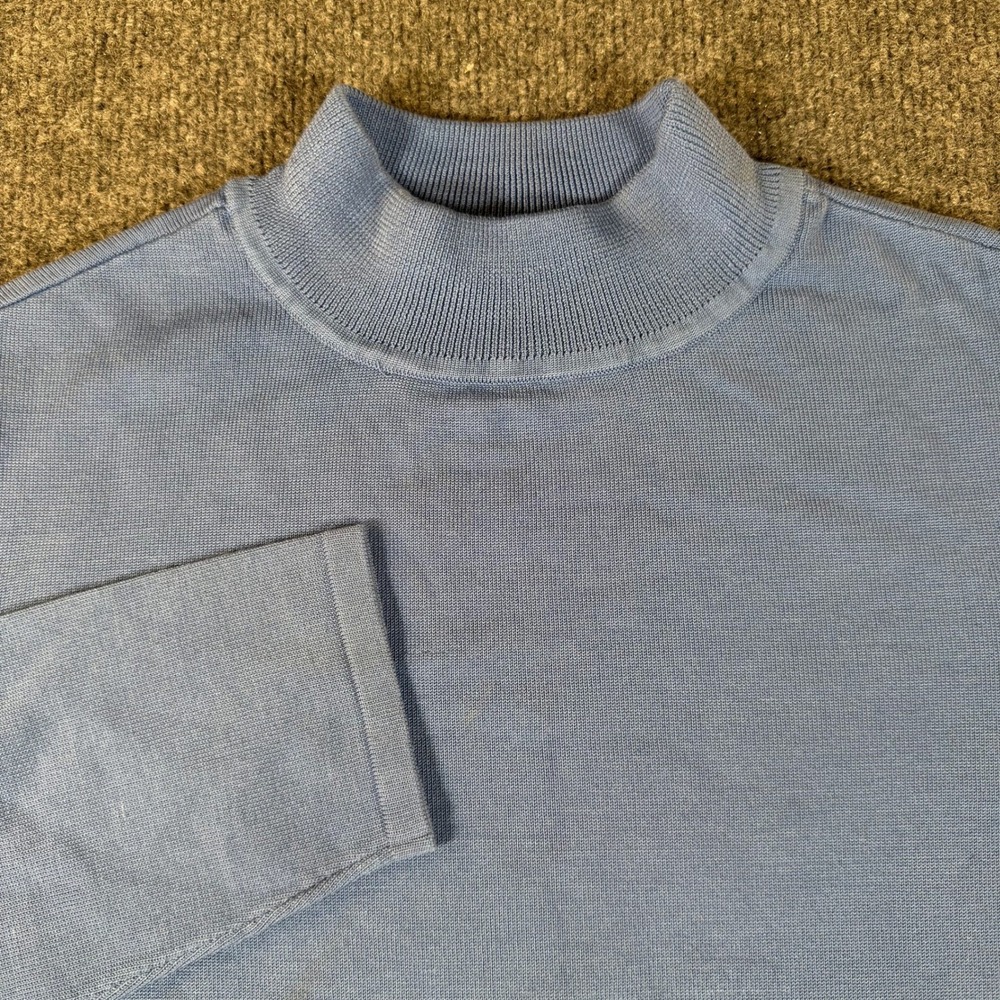 Pendleton Plus Mens 1X Silk Blend Mock Neck Sweater Blue Long Sleeve Top #3595